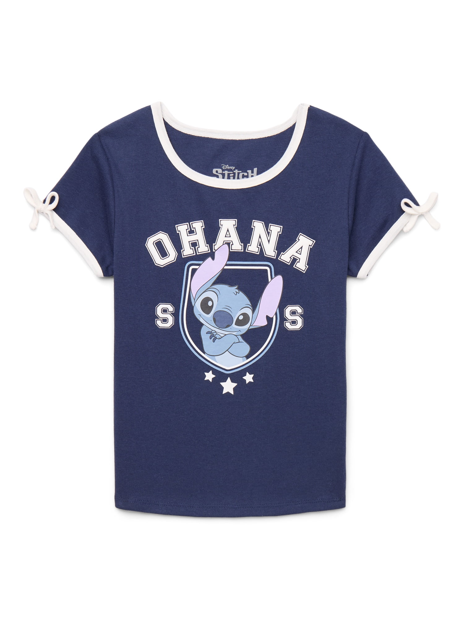 Lilo & Stitch Girls Short Sleeve Bow Detail Graphic T-Shirt, Sizes 4-16