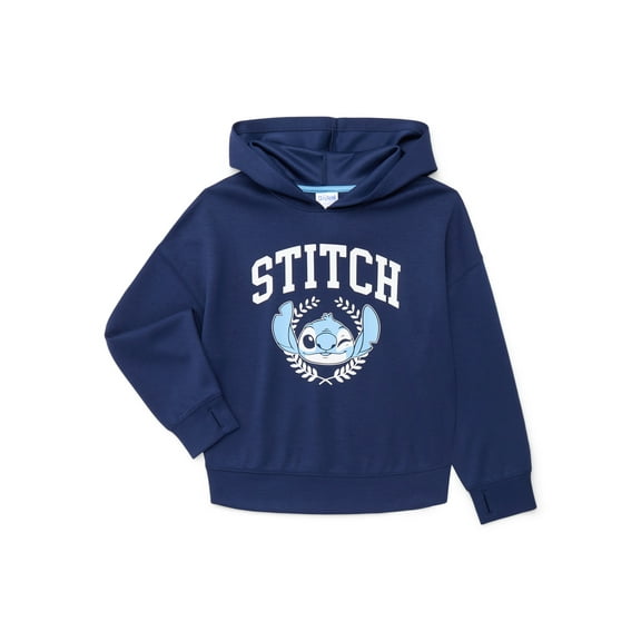 Stitch Girl's Long Sleeve Graphic Hoodie, Sizes 4-12