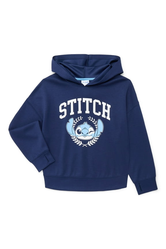 Stitch Girl's Long Sleeve Graphic Hoodie, Sizes 4-12