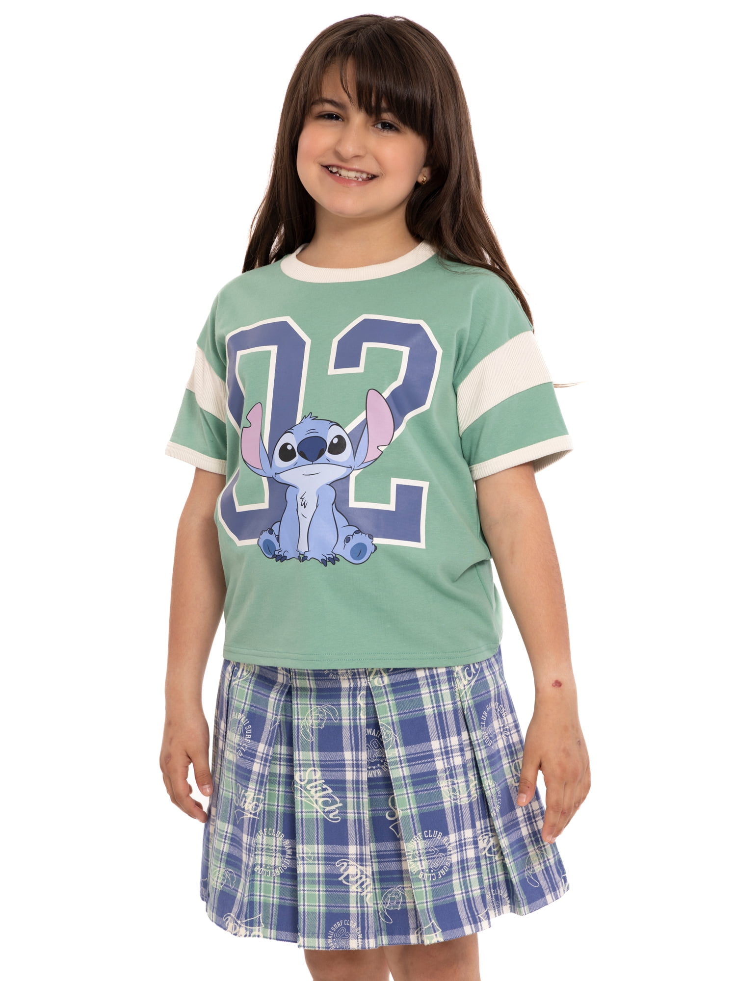 Stitch Girl's Plaid Skirt with All Over Print, Sizes 4-16