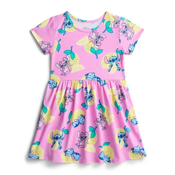 Stitch Girls Allover Print Dress with Short Sleeves, Sizes 4-12