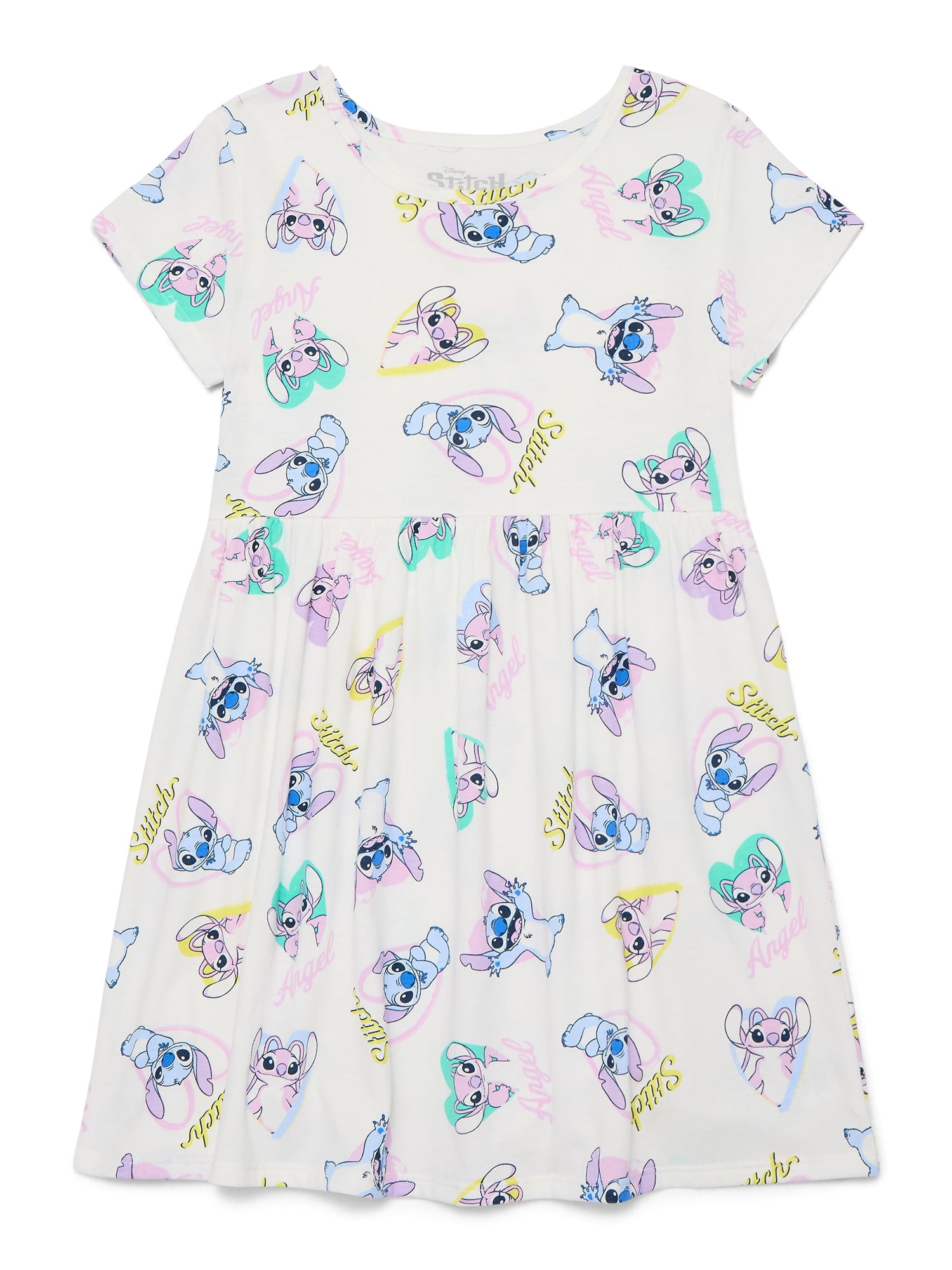 Stitch Girls Allover Print Dress with Short Sleeves, Sizes 4-12