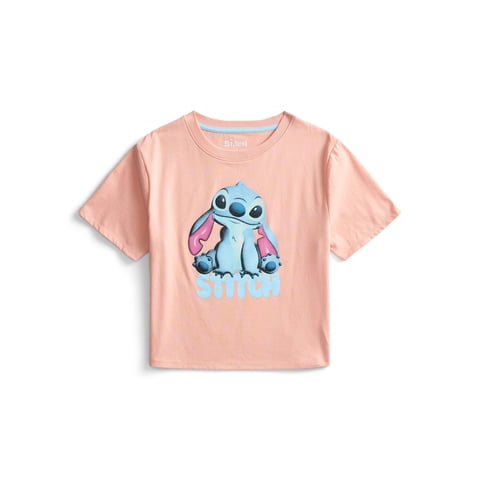 Stitch Girls Embellished Graphic Tee with Short Sleeves, Sizes 4-16