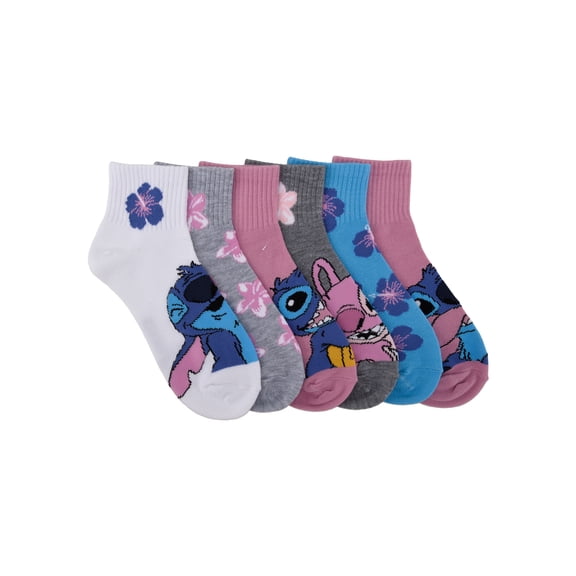 Stitch Girls 6-pack Ankle Socks, Sizes S-L