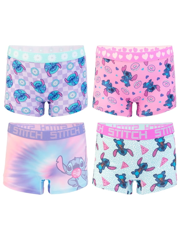 Stitch Girls Boyshort Character Underwear, 4-Pack, Size 4-10