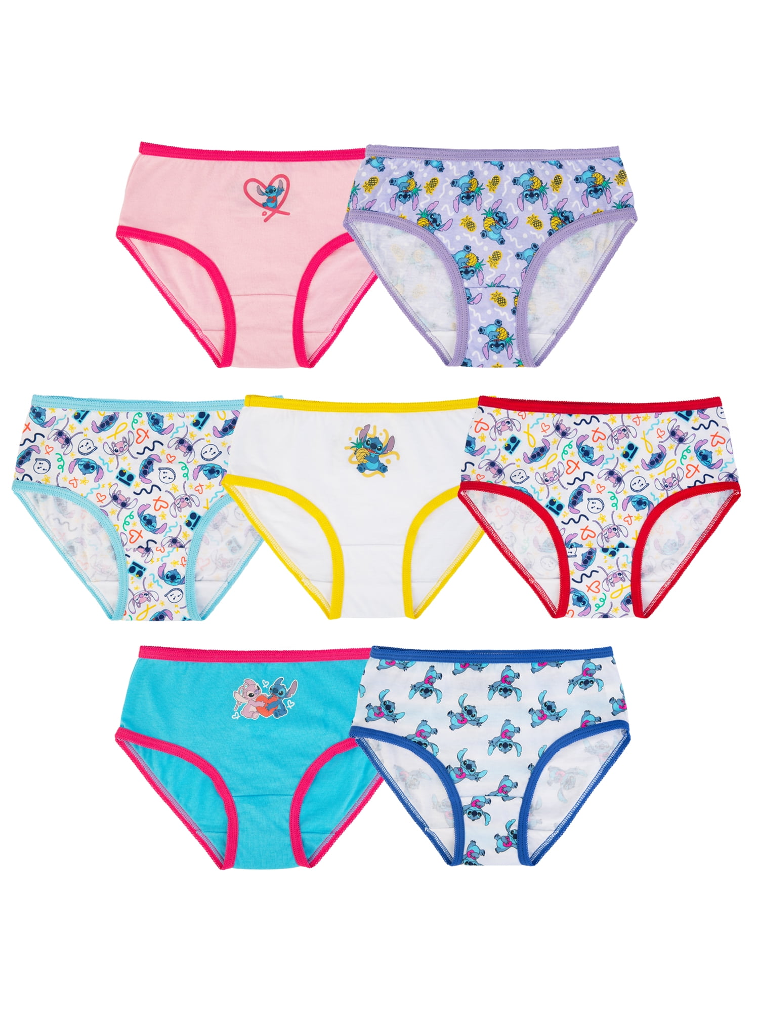 Stitch Girls Cotton Brief Character Underwear, 7-Pack, Size
