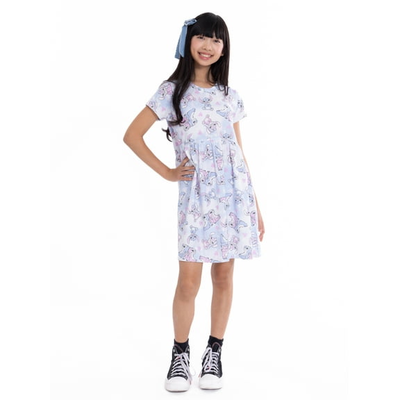 Stitch Girls Dress with Short Sleeves, Sizes XS-L