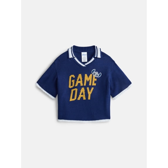 Stitch Girls Game Day Short Sleeve Sweater, Sizes 4-16