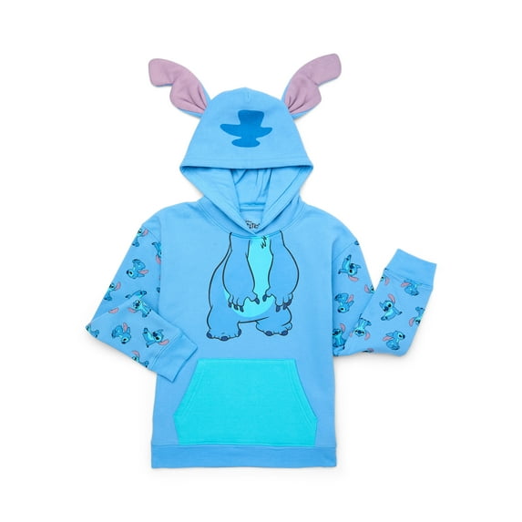 Stitch Girls Graphic Print Hoodie with Ears and Shorts Set, 2-Piece, Sizes 4-16