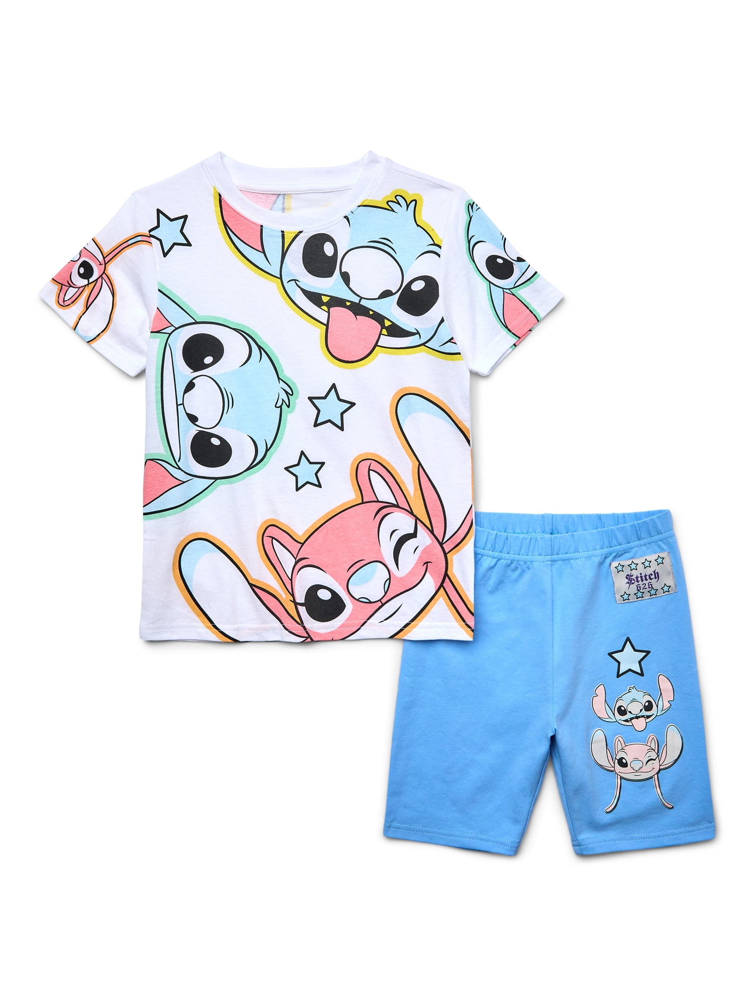 Stitch Girls Graphic T-Shirt and Bike Shorts Set, 2-Piece, Sizes 4-16