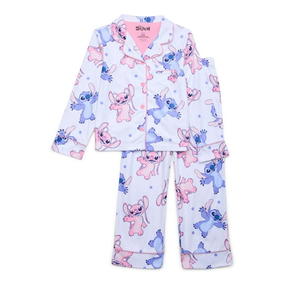 Stitch Girls Long Sleeve Top and Pants Pajama Set, 2-Piece, Sizes 4-12
