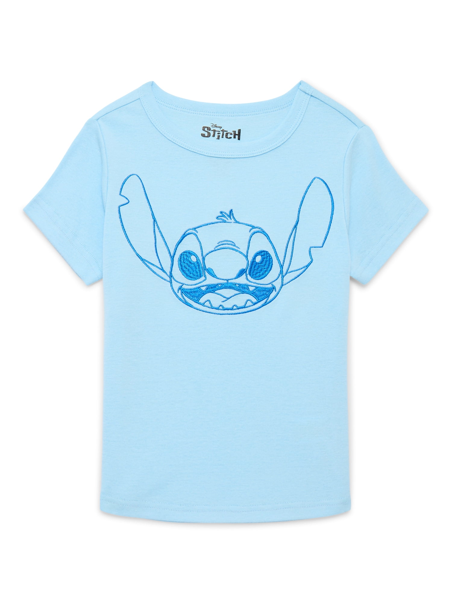 Disney Stitch Girls Embroidered Graphic T-Shirt, Sizes 4-16