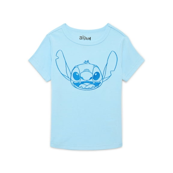 Disney Stitch Girls Embroidered Graphic T-Shirt, Sizes 4-16