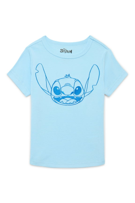 Disney Stitch Girls Embroidered Graphic T-Shirt, Sizes 4-16