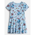 thumbnail image 1 of Stitch Girls Print Skater Dress with Short Sleeves, Sizes 4-12, 1 of 3