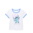 thumbnail image 1 of Stitch Girls Short Sleeve Ringer Graphic Tee, Sizes 4-16, 1 of 3