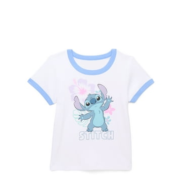 Stitch Girls Short Sleeve Ringer Graphic Tee, Sizes 4-16
