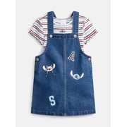 Stitch Girls Graphic Ribbed Tee and Denim Jumper Dress Set, 2 Piece, Sizes 4-12