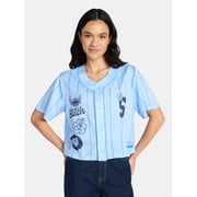 Stitch Women s Graphic Cropped Baseball Jersey Top, Sizes XXS-XXL