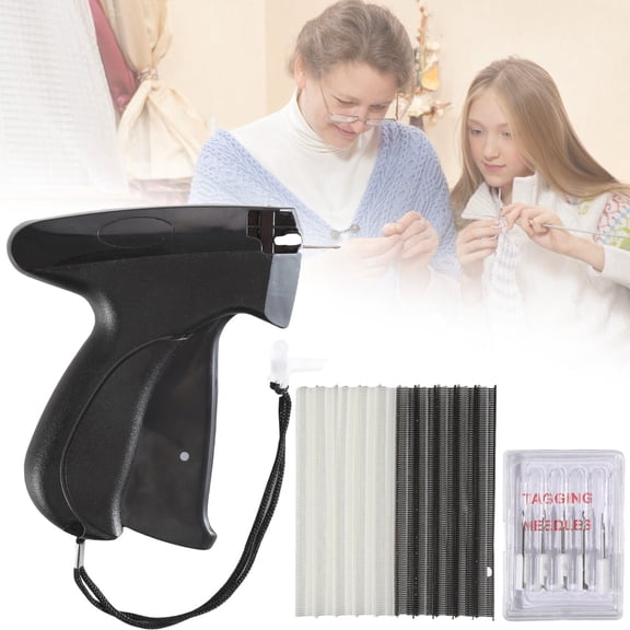 Stitch Gun for Clothes, Handheld Stitch Gun Quick Clothing Fixer, Sewing Kit Includes 500 Black Fasteners & 500 White Fasteners & 5 Needles, Tagging Gun for Mending Cloths and DIY Projects (Black)