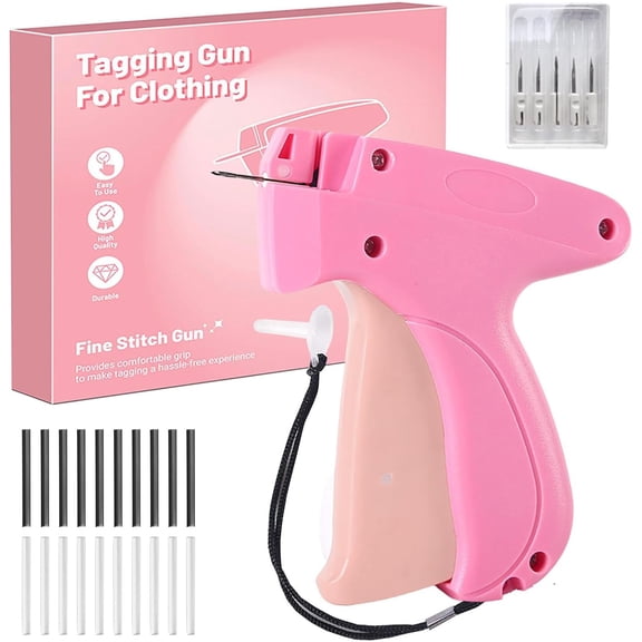 Stitch Gun for Clothes - No-Sew Handheld Quick Clothing Fixer with 6 Mini Needles & 2000 Micro Fasteners (1000 White+1000 Black), Retail Price Tagging Gun Fabric Stapler for Temporary Sewing