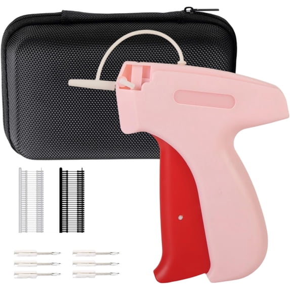 Stitch Gun for Clothes-Tagging Gun for Clothing with Case,Pink Stitchy Gun Quick Clothing Fixer,Includes 6 Needle and 1000 Black Fasteners&1000 White Fasteners