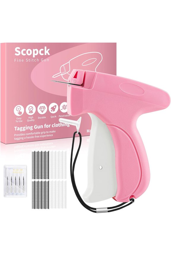 Stitch Gun for Clothes - Handheld Stitch Gun Quick Clothing Fixer - Tagging Gun - Includes 6 Needle, 1000 Black Fasteners & 1000 White Fasteners