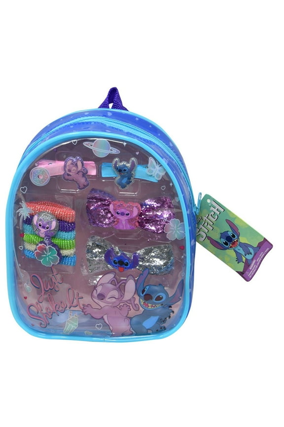 Stitch Hair Accessory Backpack- Bow's with Alligator Clips, Hair Ties, Backpack Ages 3+