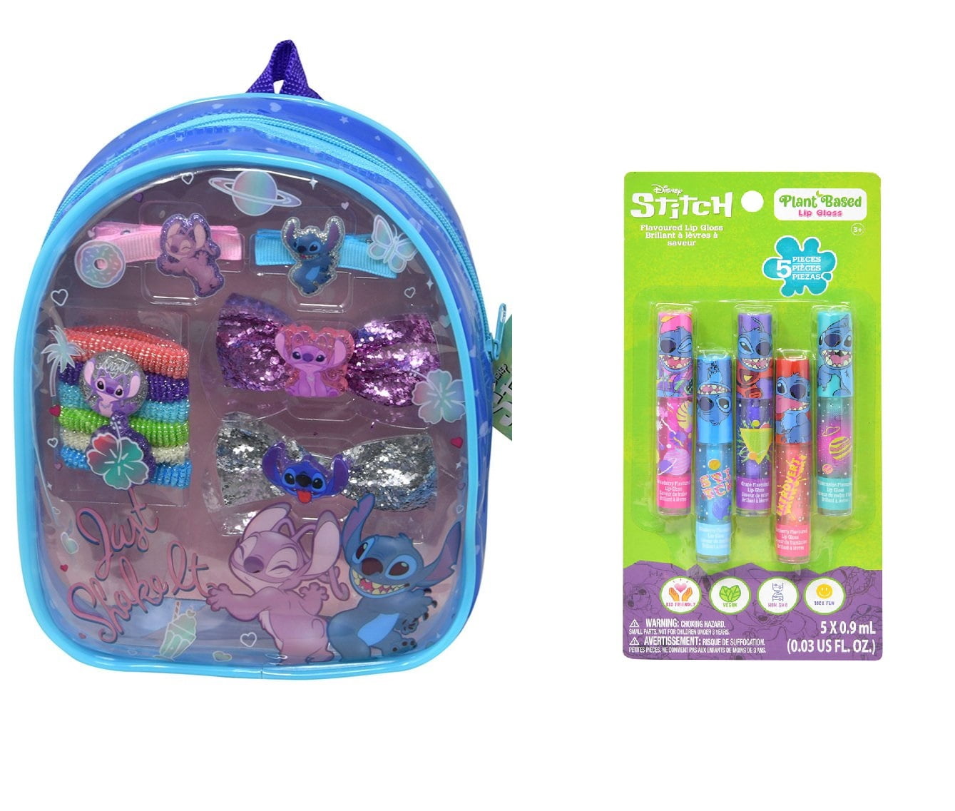 Stitch Hair Accessory Backpack & Stitch 5pk Lip Gloss on Card Non