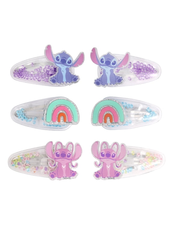 Stitch Hair Clip 6-Piece Set Official License, Snap Back Shaker Hair Clips, Lilo and Stitch Accessories, Small Disney Gifts
