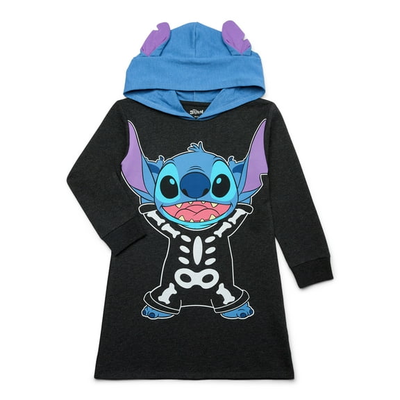 Stitch Halloween Cosplay Hoodie Dress with Long Sleeves, Sizes 4-12