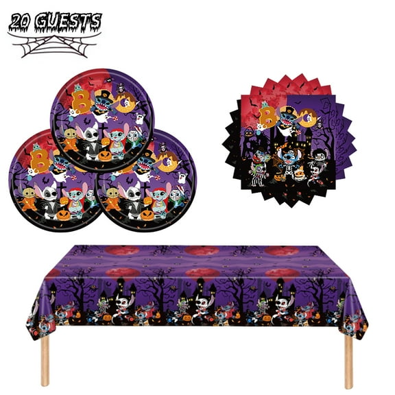 Halloween Party Decorations Halloween Paper Plates and Napkins,Tablecloth Horror Movie Disposable Tableware Halloween Birthday Baby Shower Party Supplies Boo Gender Reveal Party Favors