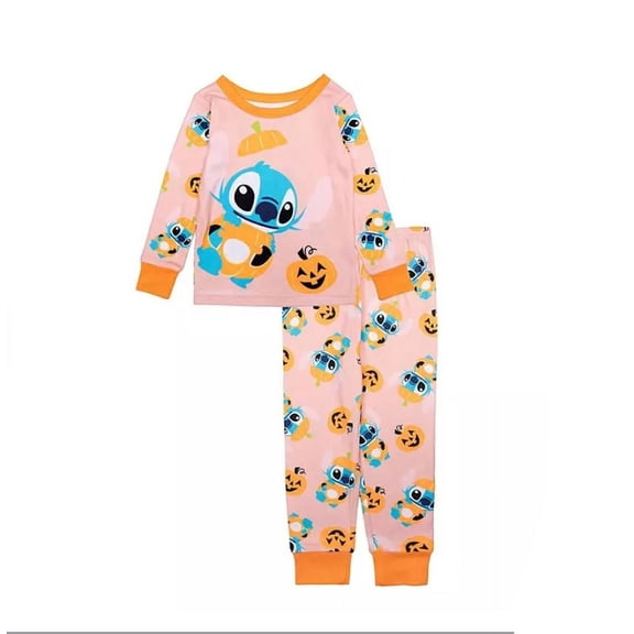 Stitch Halloween Pumpkin Toddler Girl's Character Pajama Set (Size 2T)