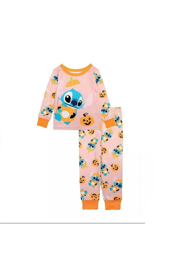 Stitch Halloween Pumpkin Toddler Girl's Character Pajama Set (Size 2T)