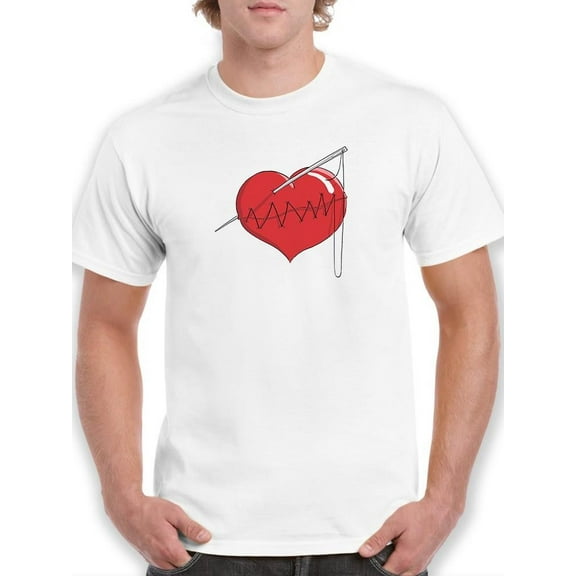 Stitch Heart T-Shirt Men -Engin Selcuk Designs, Male 4X-Large