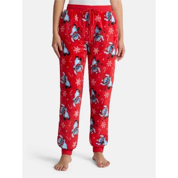 Stitch Women's Plush Holiday Joggers, Sizes XXS-2XL