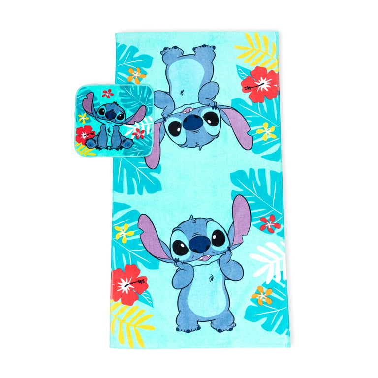 Stitch Kids Cotton 2 Piece Towel and Washcloth Set, Blue