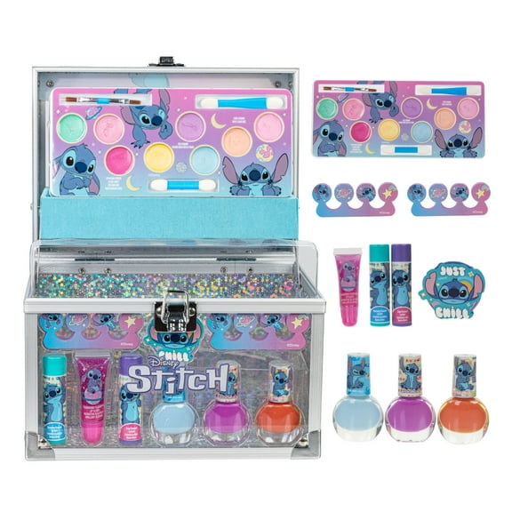Stitch Kids Makeup Kit Train Case Beauty Set, Washable Play Makeup Set for Kids’ Party Favors