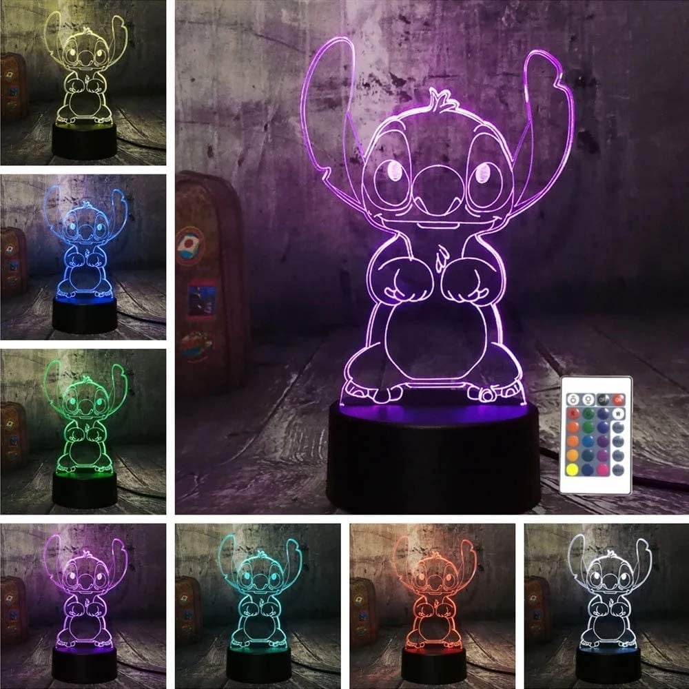 HLLKYYLF Children Anime Animals Stitch,Stitch Night Light with Remote &  Smart Touch, 16 Colors Changing Opreated,Dimmable Stitch Toys,as Bedside  Lamp