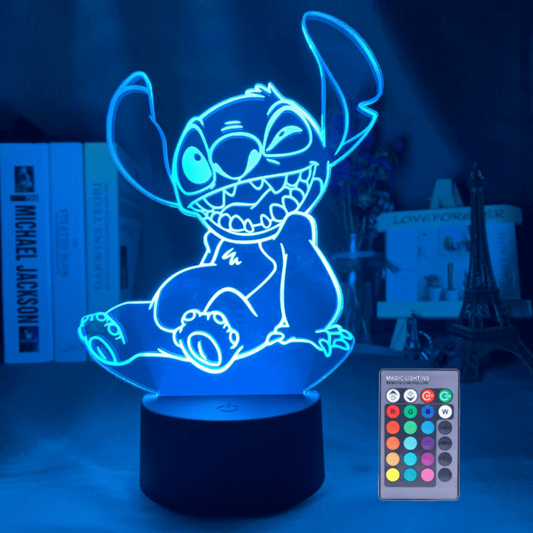 Ubiuo Stitch Cadeau 3d Night Light pour Enfants - Stitch Anime 3d Lamp avec  télécommande et Smart Touch 16 couleurs Changing Stitch Led Light -  Dimmable Stitch Toys