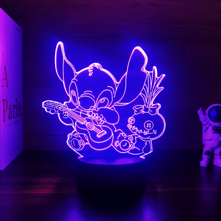 Stitch Lilo and Stitch Anime Figure Character 3D LED Visual Sleeping Night Light with Remote 16 Colors Bedroom Decor Table Lamp Birthday Gifts for