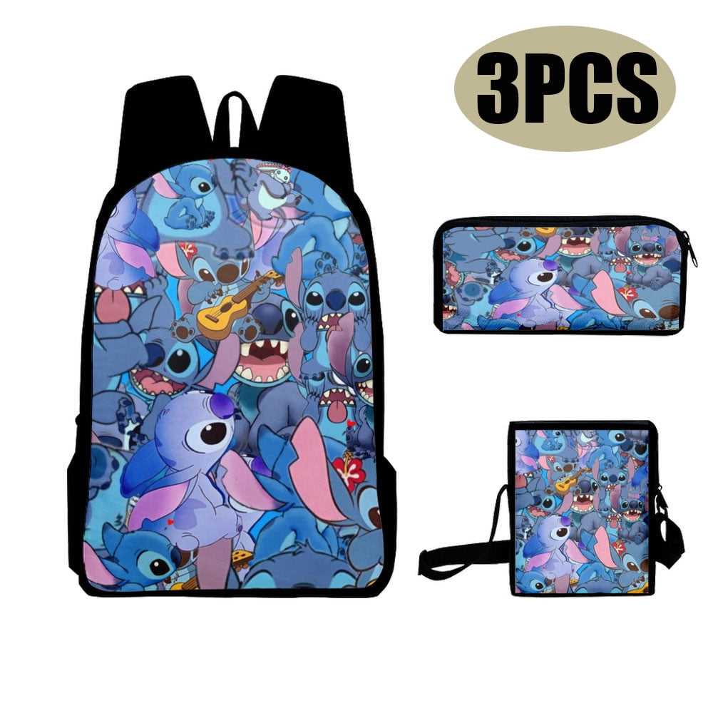 Disney Lilo and Stitch Backpack and Lunch Box Bundle - 4 Pc Set With 16  Stitch Print All Over School Bag, Stitch Lunch Bag, and More For Boys And