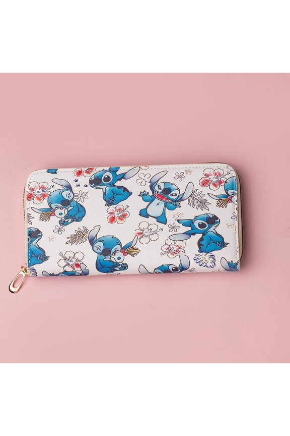Stitch Long Zip Around Wallet,PU Leather Clutch Purse with Card Slots