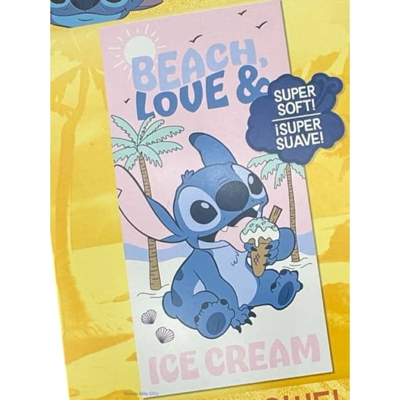 Stitch Enjoying Ice Cream 27"x54" Disney Beach Towel