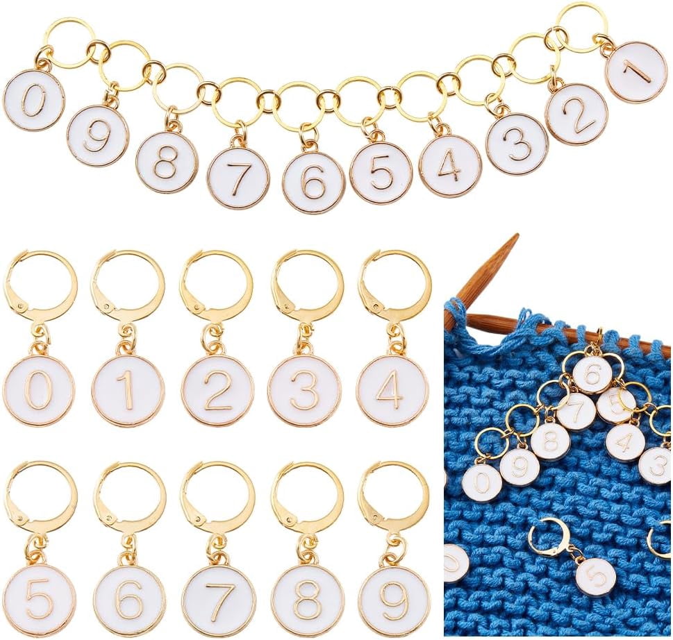 Stitch Markers Kits 0-9 Number Knitting Row Counter Chains and 10 Pcs ...