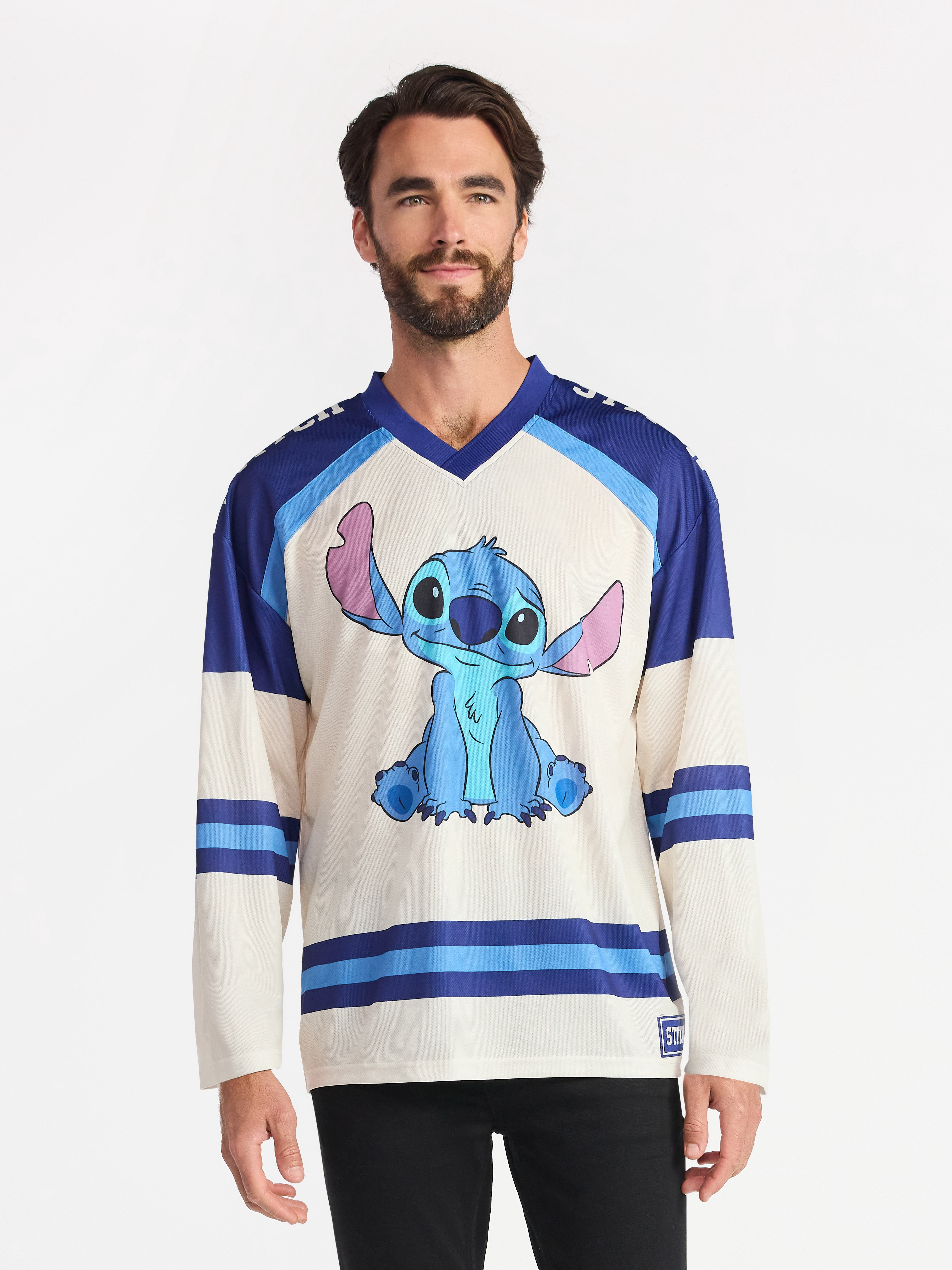 Stitch Men's & Big Men's Graphic Long Sleeve Hockey Jersey, Sizes XS-3XL