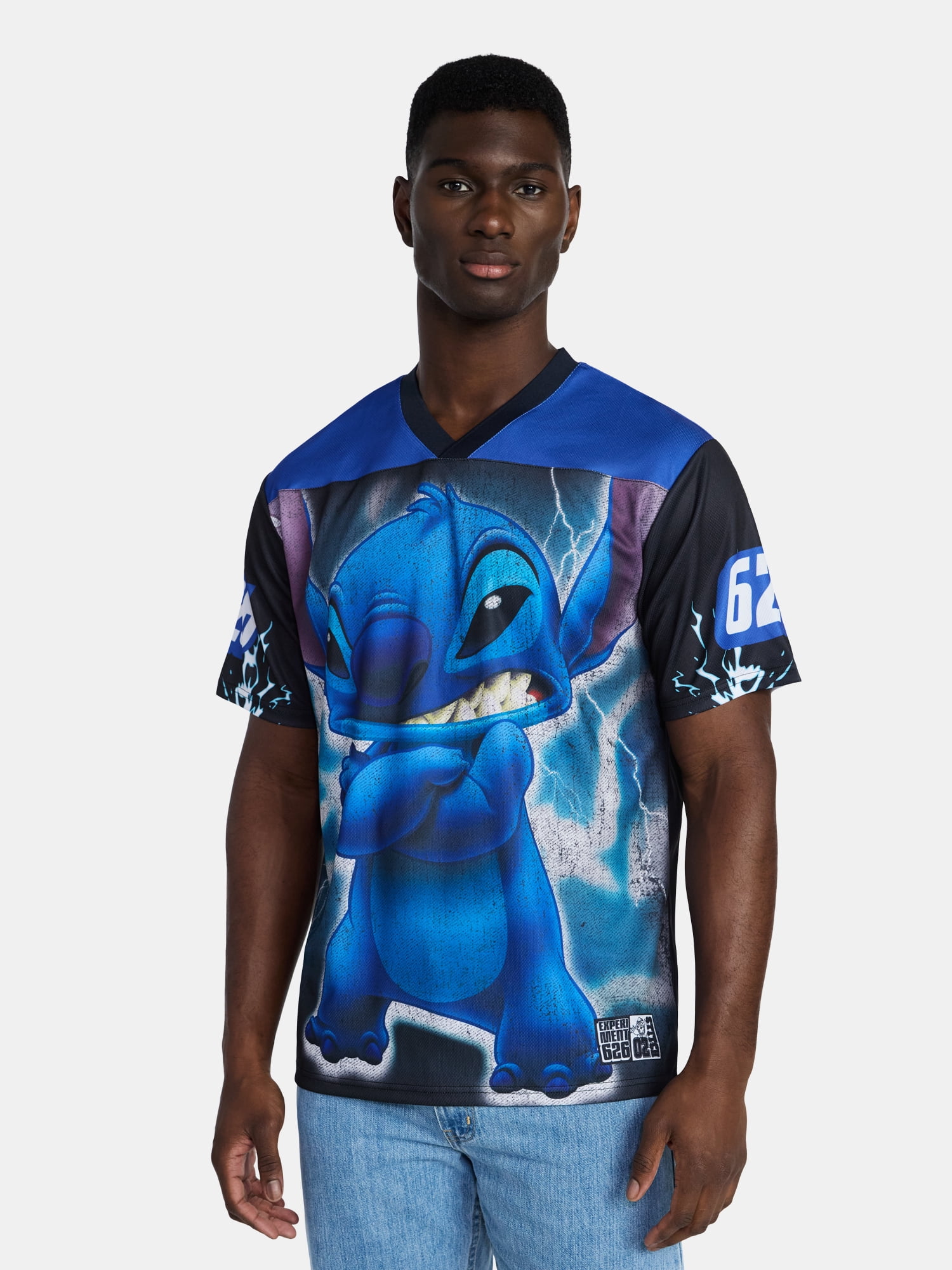 Stitch Men's and Big Men's Front Back Graphic Soccer Jersey with Short Sleeves, Sizes XS-3XL