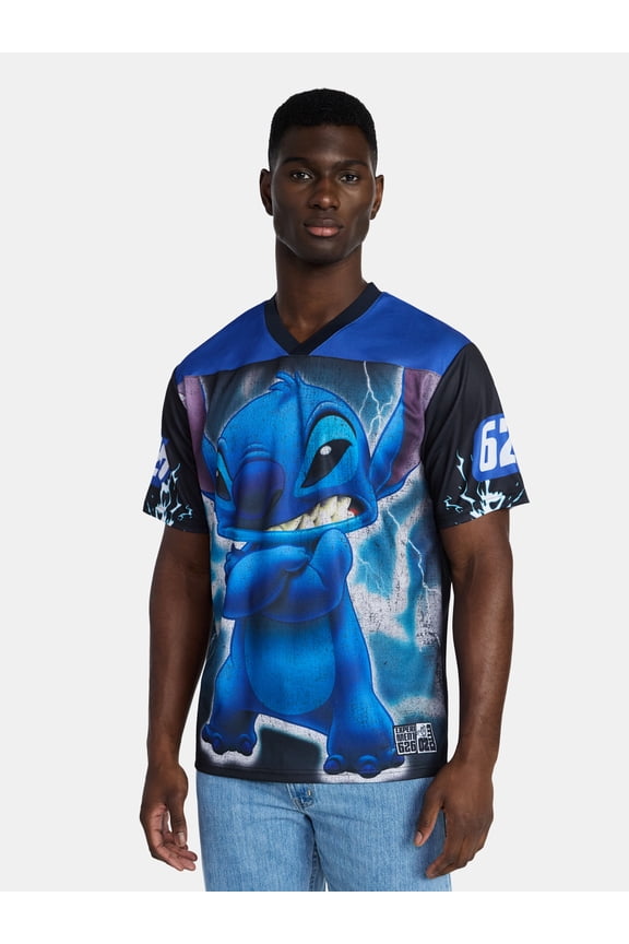 Stitch Men's and Big Men's Front Back Graphic Soccer Jersey with Short Sleeves, Sizes XS-3XL