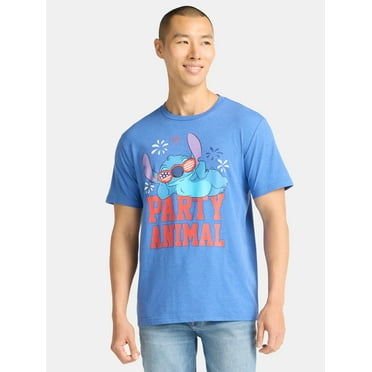 Lilo & Stitch, Men's & Big Men's Graphic T-Shirt, Patriotic Americana July 4th Party Animal, Sizes XS-5XL