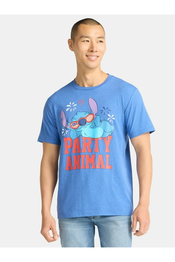 , Men's & Big Men's Graphic T-Shirt, Patriotic Americana July 4th Party Animal, Sizes XS-5XL